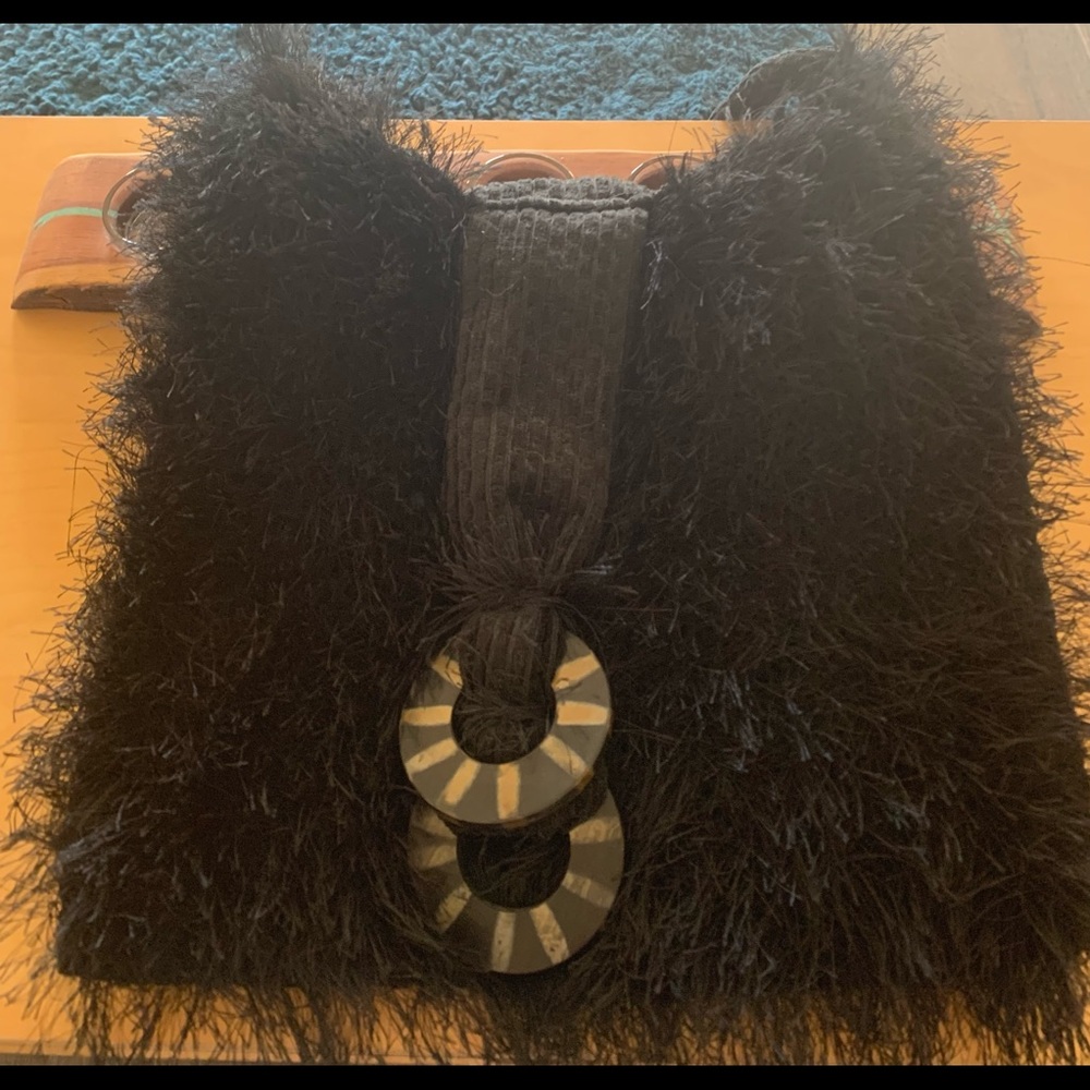 Black hand knit Boho purse.